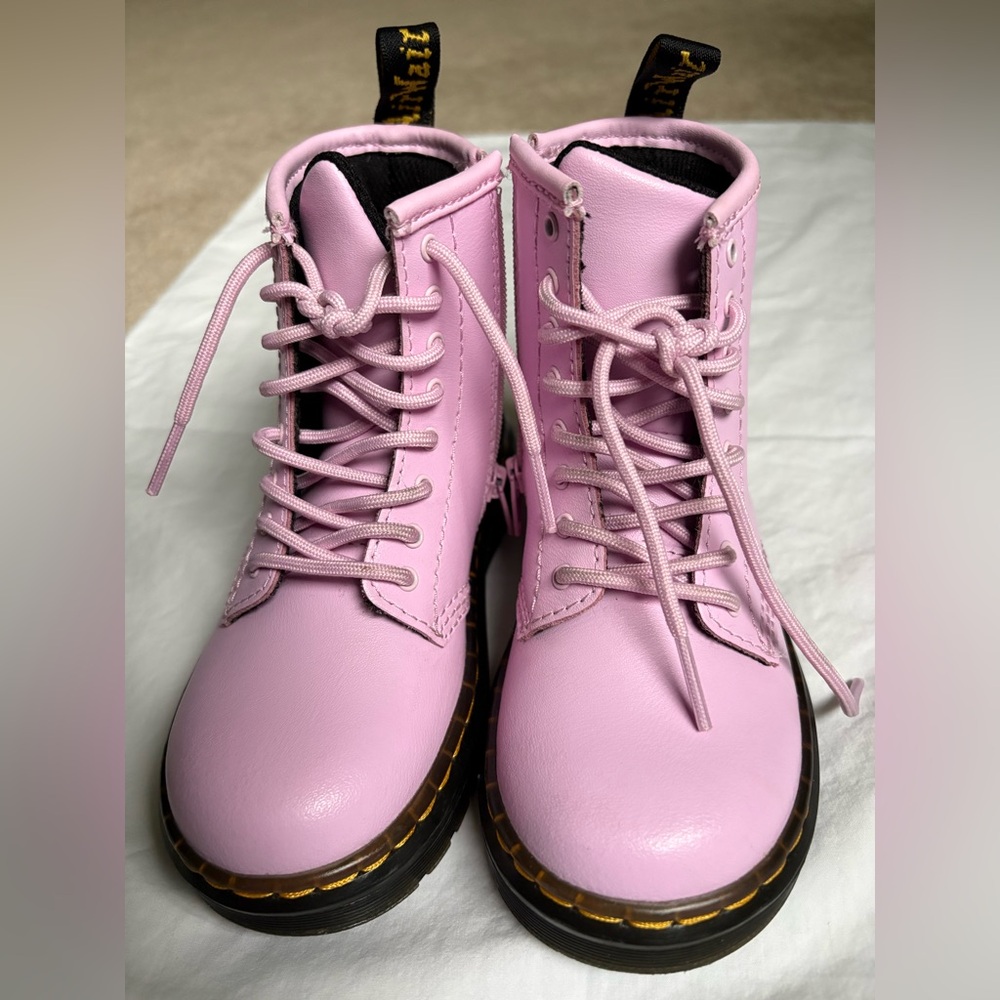 Like New Dr. Martens Light Pink Combat Boots - Picture 2 of 12